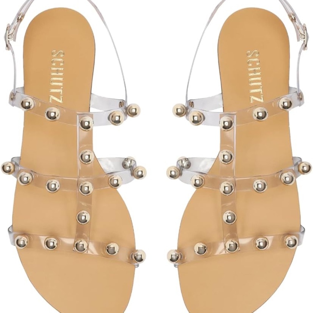 Schutz Yarin clear vinyl flat sandals